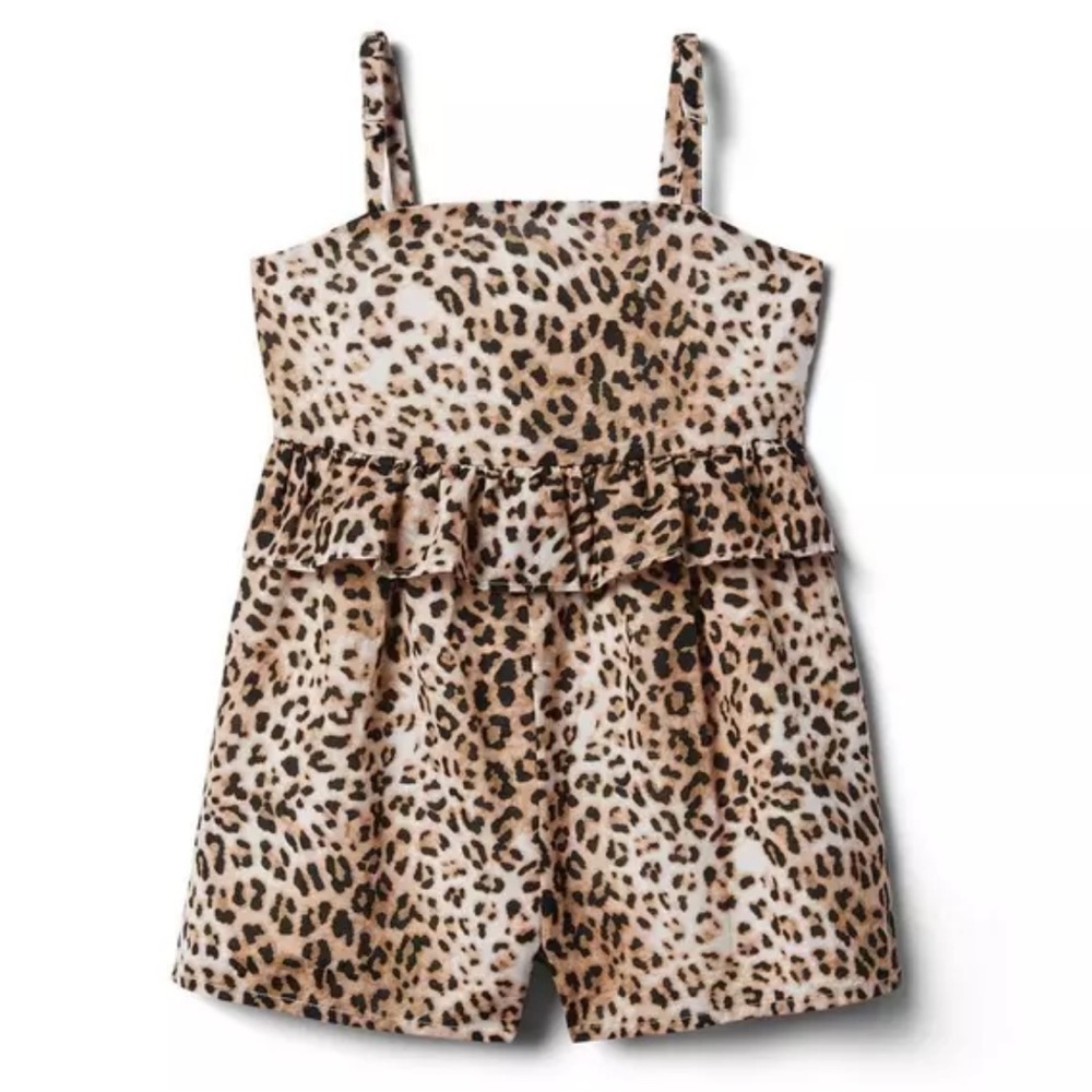 Janie and Jack Parchment Leopard Print Peplum Romper SIZE 3
